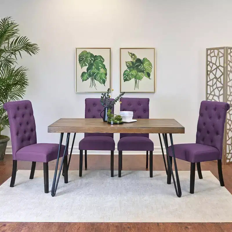 Ensemble de salle à manger 5 pièces Ashford, table à manger avec pieds épingle et 4 chaises, 4 options de couleur