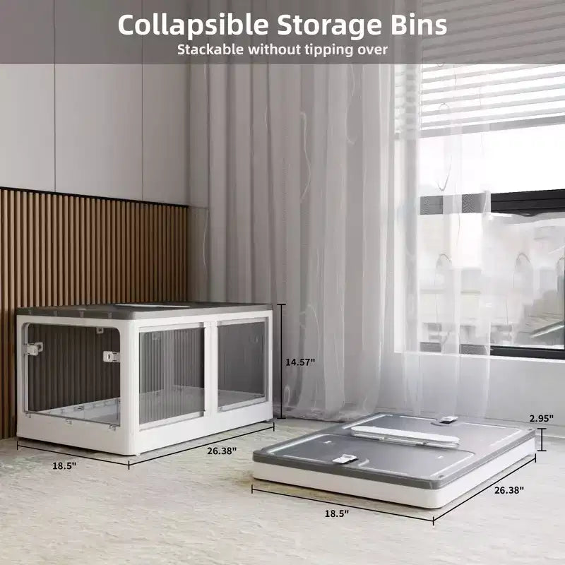 Lot de 4 bacs de rangement transparents empilables avec roulettes et ouverture à 5 sens