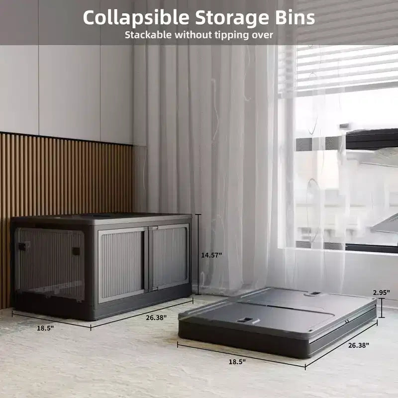 Lot de 4 bacs de rangement transparents empilables avec roulettes et ouverture à 5 sens
