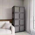 Lot de 4 bacs de rangement transparents empilables avec roulettes et ouverture à 5 sens