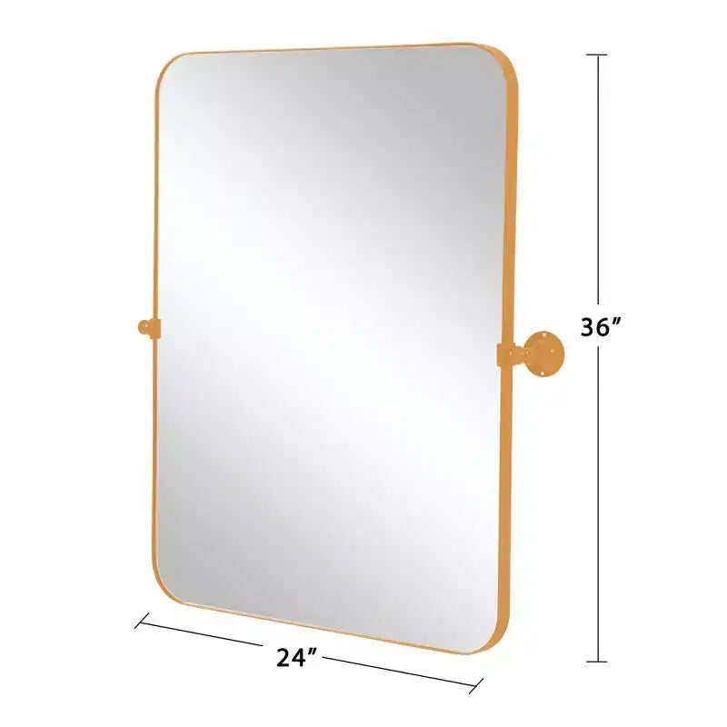 Miroir mural rectangulaire doré à bords arrondis – 36" x 24"