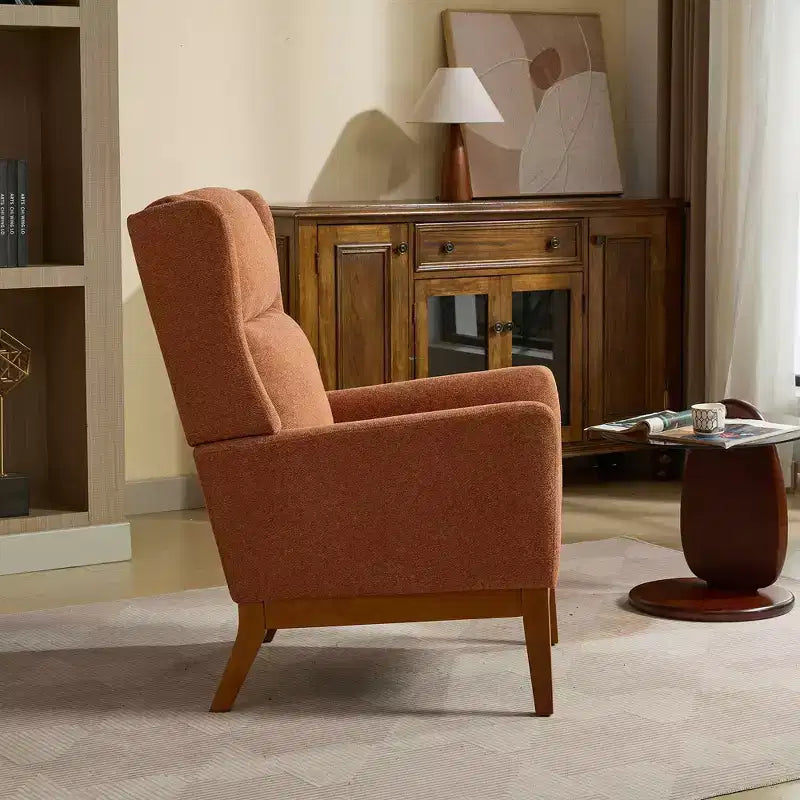 Fauteuil d'appoint moderne à dossier haut – Structure en bois massif, Rembourré