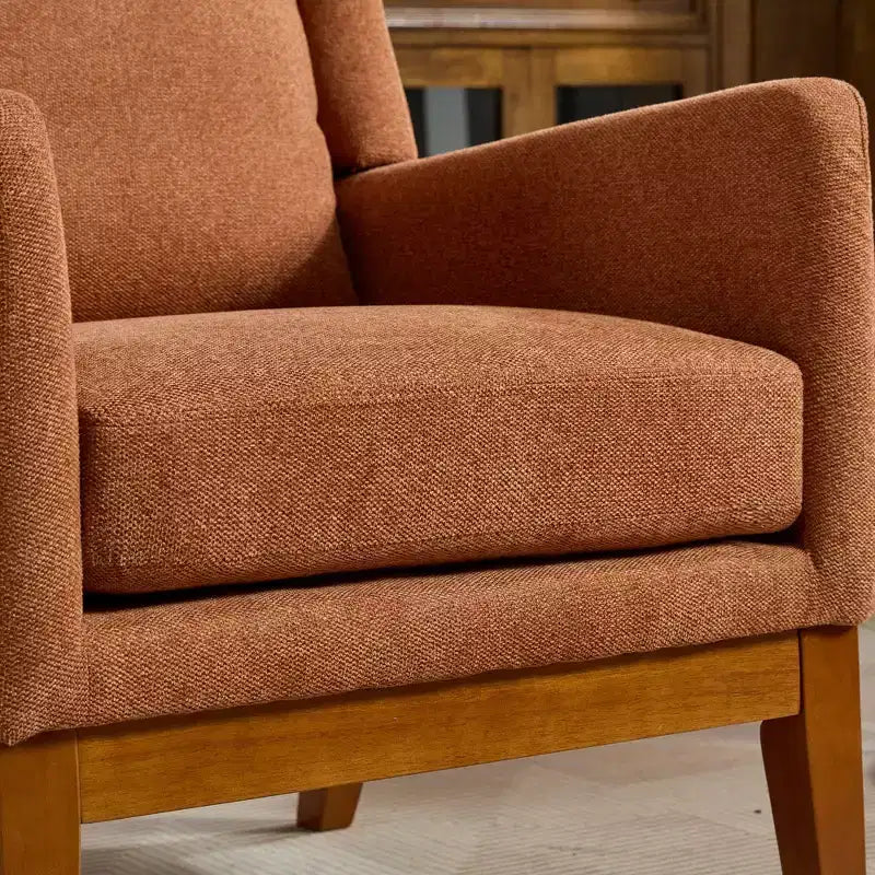 Fauteuil d'appoint moderne à dossier haut – Structure en bois massif, Rembourré