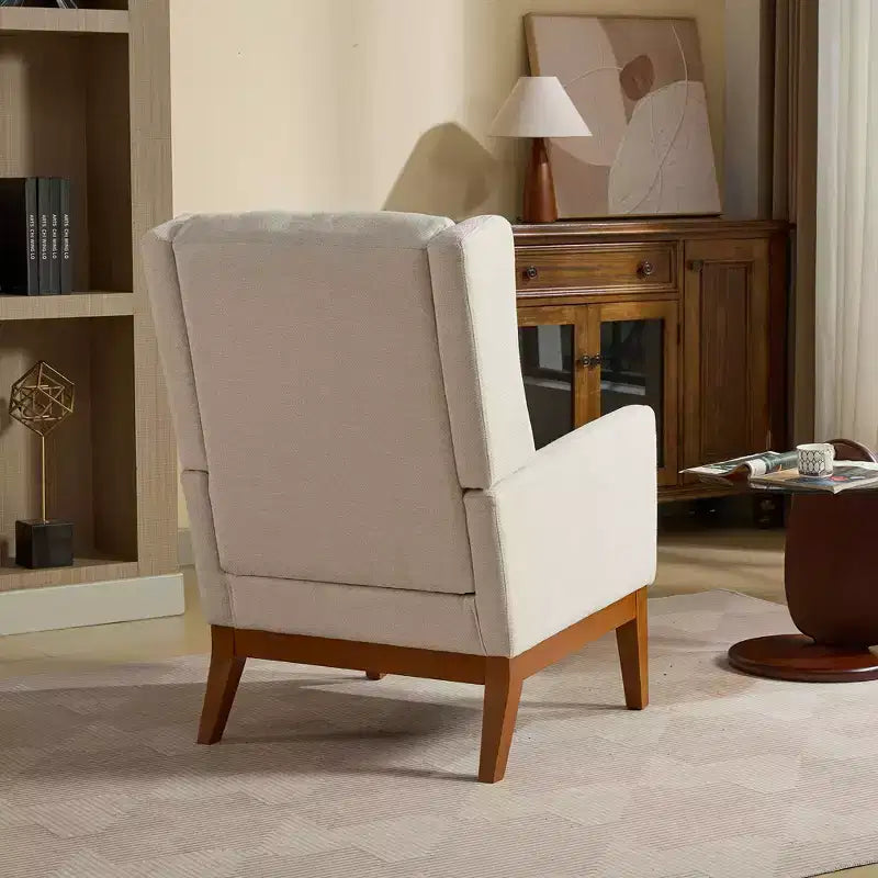 Fauteuil d'appoint moderne à dossier haut – Structure en bois massif, Rembourré