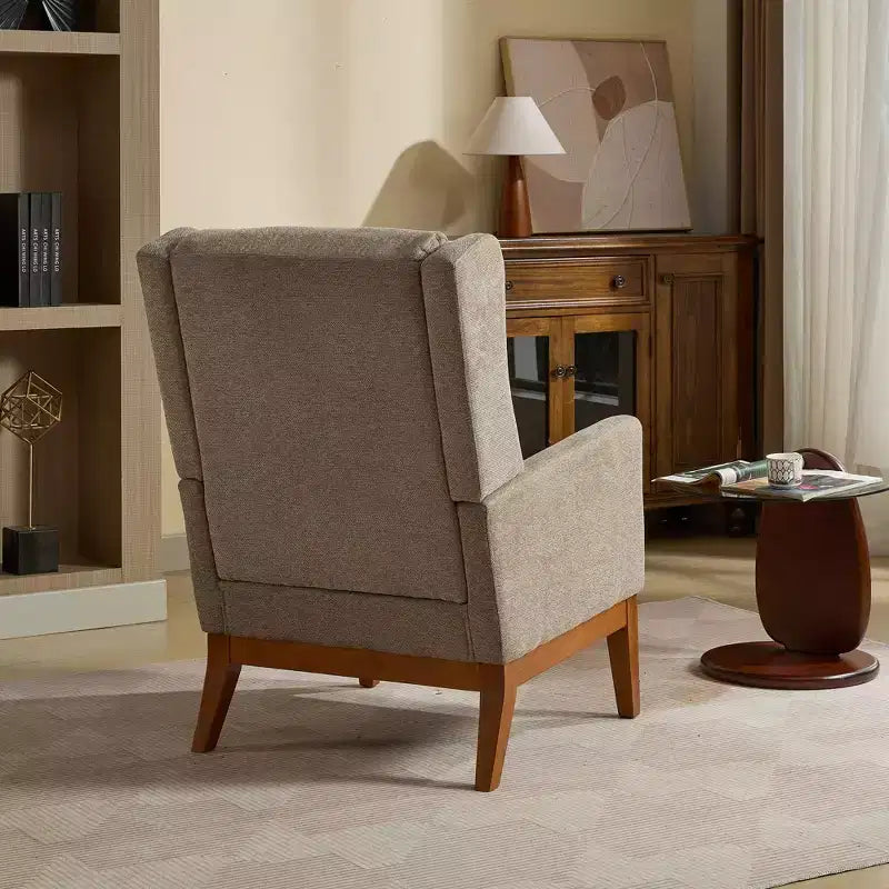 Fauteuil d'appoint moderne à dossier haut – Structure en bois massif, Rembourré
