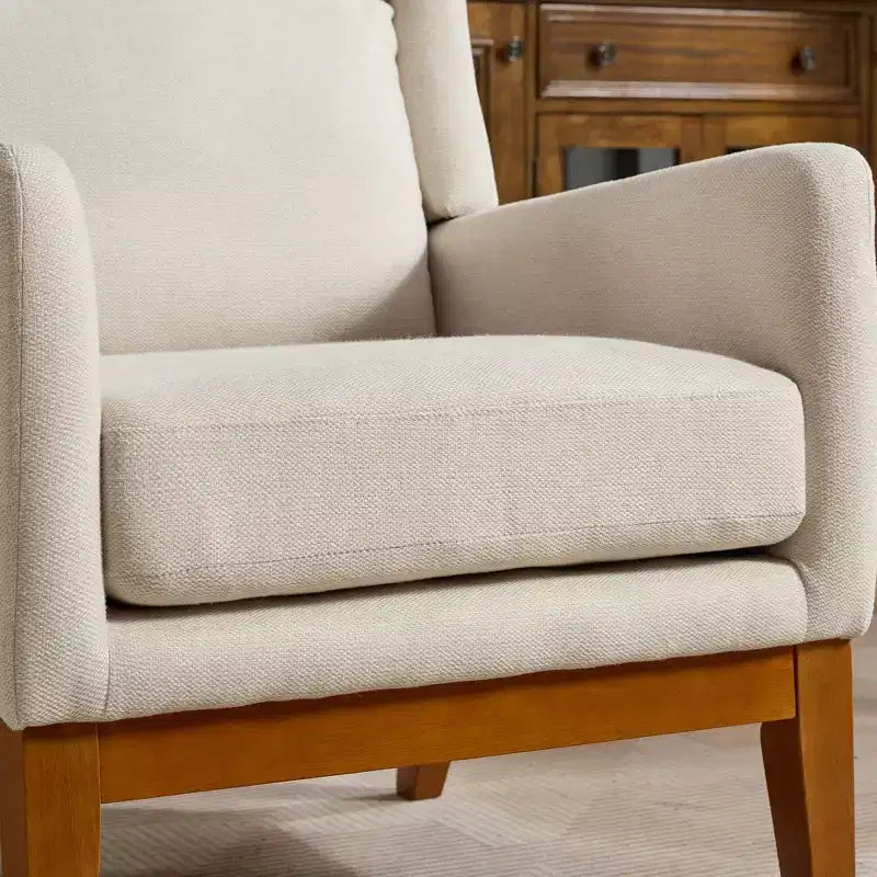 Fauteuil d'appoint moderne à dossier haut – Structure en bois massif, Rembourré