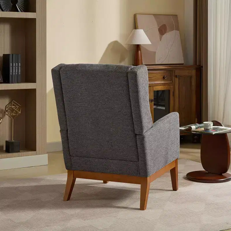 Fauteuil d'appoint moderne à dossier haut – Structure en bois massif, Rembourré