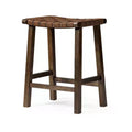 Tabouret de comptoir sans dossier avec assise en similicuir tressé à la main – Hauteur 63,5 cm