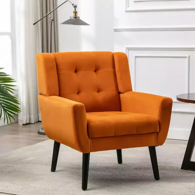 Fauteuil d'appoint ergonomique moderne avec pieds noirs – Rembourrage en velours