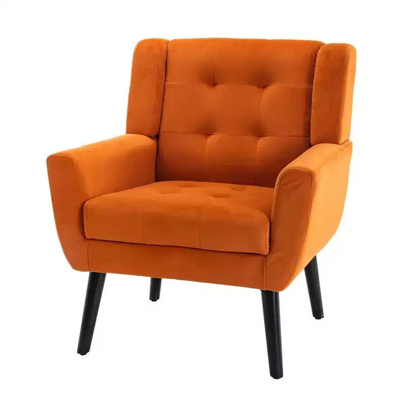 Fauteuil d'appoint ergonomique moderne avec pieds noirs – Rembourrage en velours