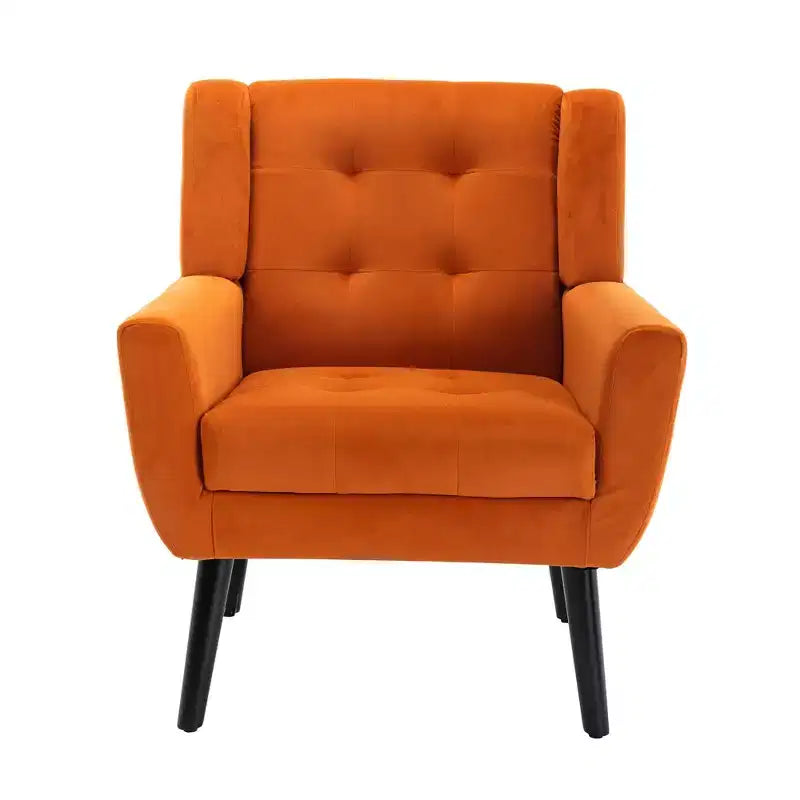 Fauteuil d'appoint ergonomique moderne avec pieds noirs – Rembourrage en velours
