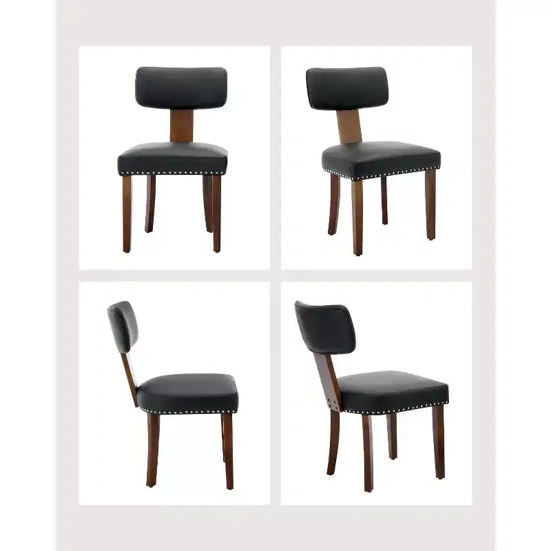 Chaises de salle à manger modernes en tissu avec structure en bois massif et garniture cloutée – Lot de 2
