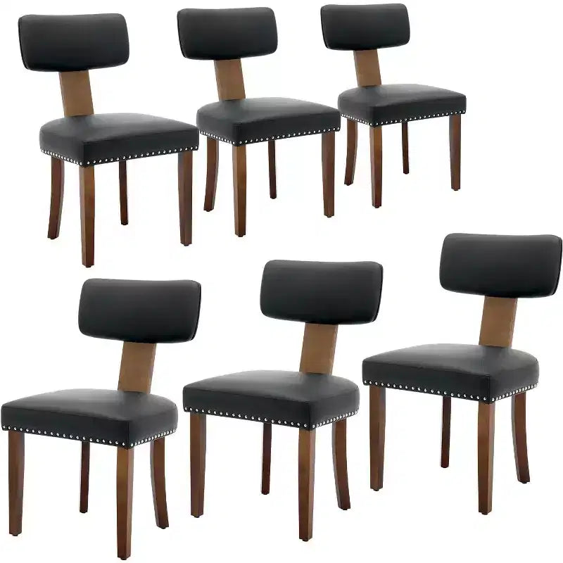 Chaises de salle à manger modernes en tissu avec structure en bois massif et garniture cloutée – Lot de 2