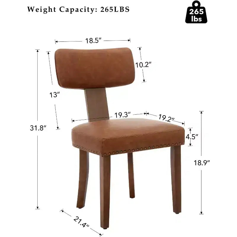 Chaises de salle à manger modernes en tissu avec structure en bois massif et garniture cloutée – Lot de 2