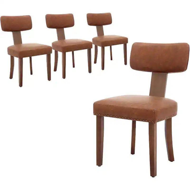 Chaises de salle à manger modernes en tissu avec structure en bois massif et garniture cloutée – Lot de 2