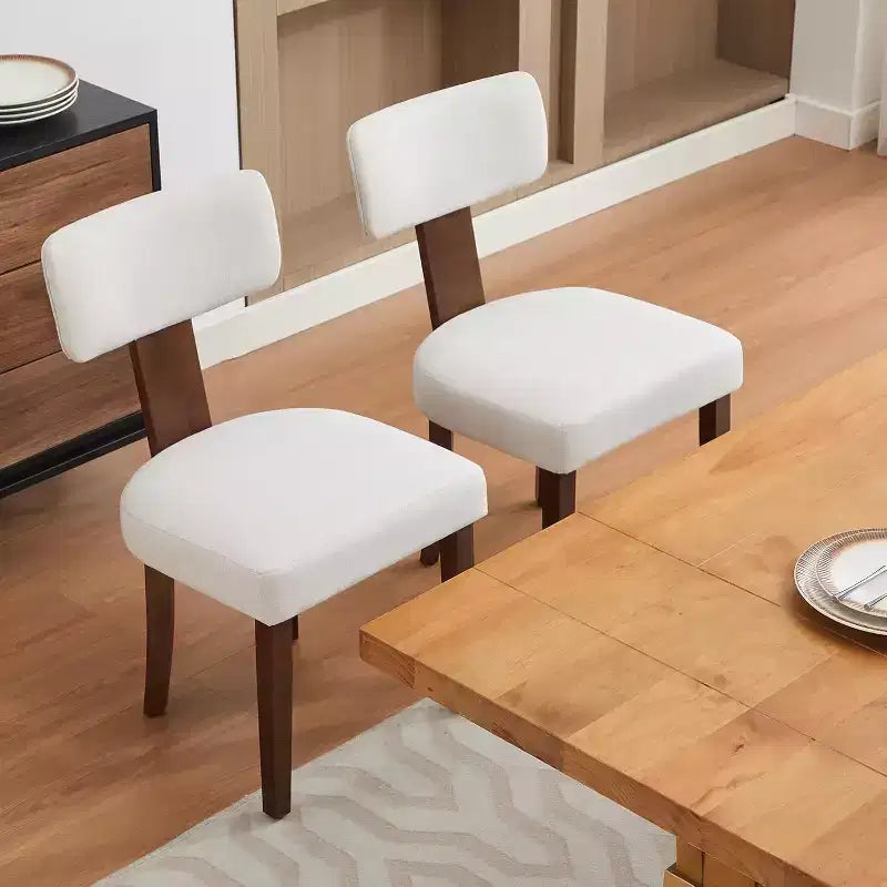 Chaises de salle à manger modernes en tissu avec structure en bois massif et garniture cloutée – Lot de 2