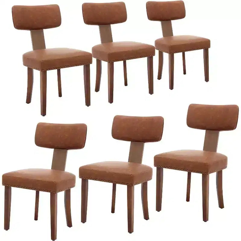 Chaises de salle à manger modernes en tissu avec structure en bois massif et garniture cloutée – Lot de 2