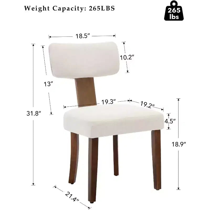 Chaises de salle à manger modernes en tissu avec structure en bois massif et garniture cloutée – Lot de 2
