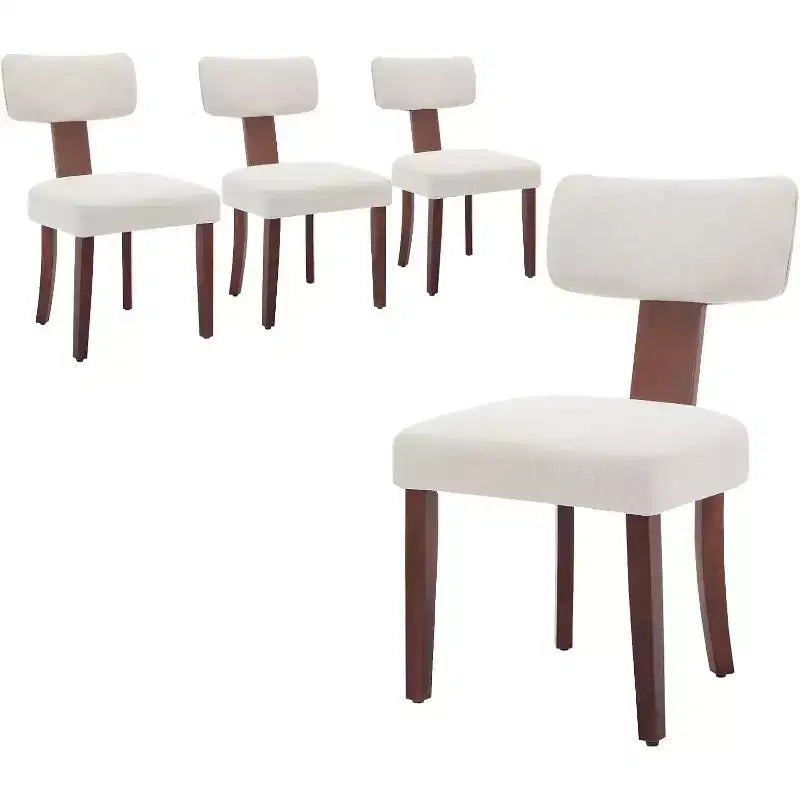 Chaises de salle à manger modernes en tissu avec structure en bois massif et garniture cloutée – Lot de 2