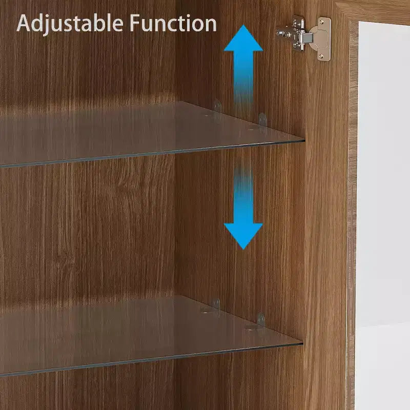 Meuble d'appoint en bois avec portes vitrées et étagères réglables – Grand 157 cm de large