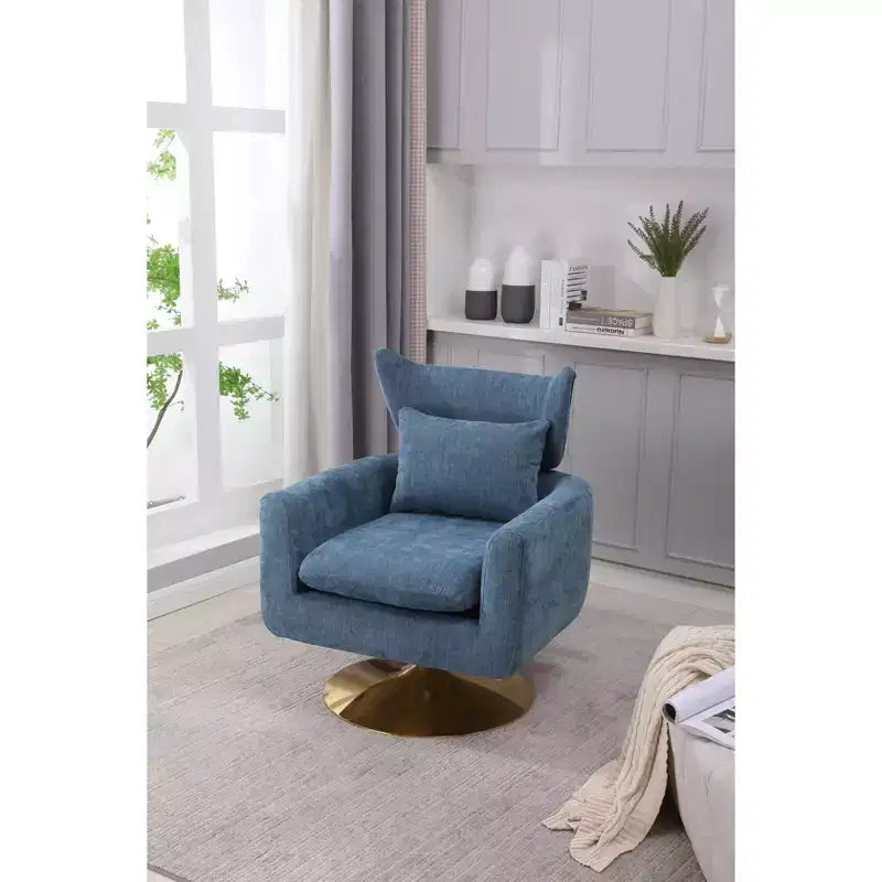 Fauteuil pivotant à 360° de style Mid-Century avec piètement en métal doré