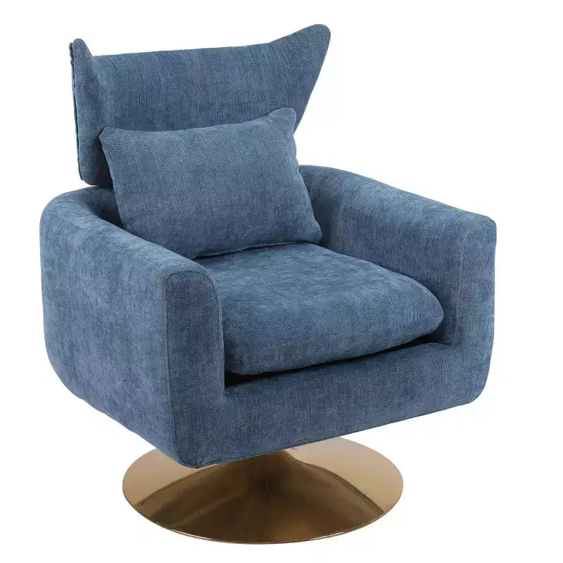 Fauteuil pivotant à 360° de style Mid-Century avec piètement en métal doré