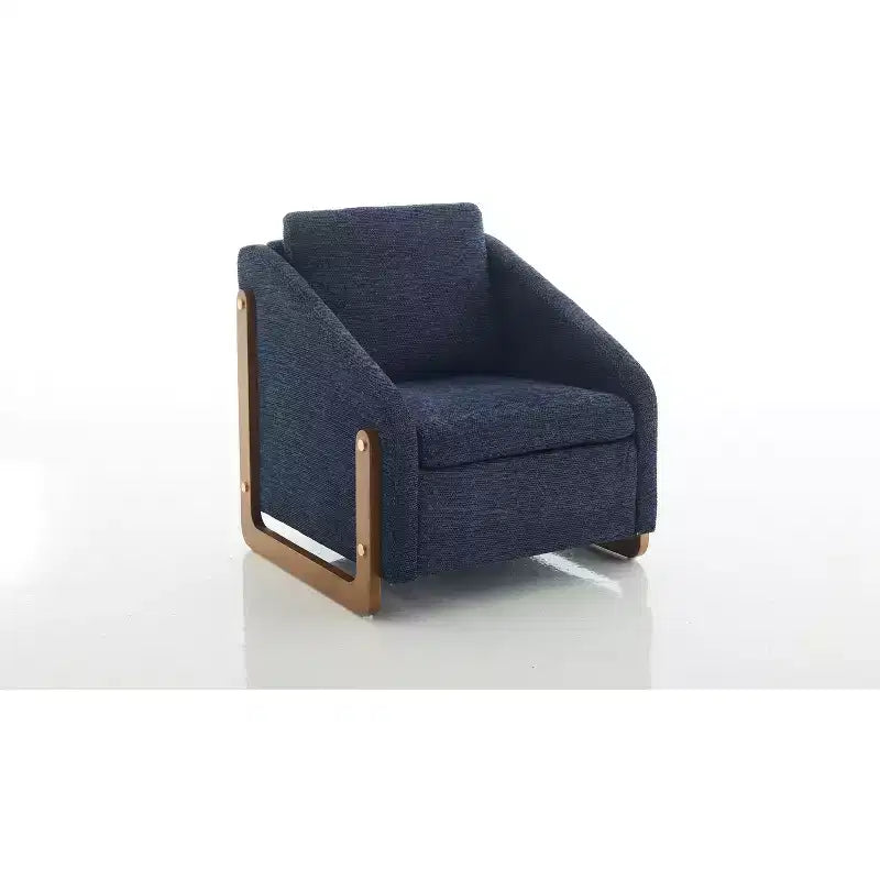 Fauteuil d'appoint moderne en chenille avec cadre latéral en bois et assise coussinée