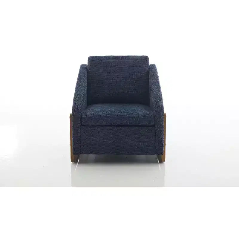 Fauteuil d'appoint moderne en chenille avec cadre latéral en bois et assise coussinée