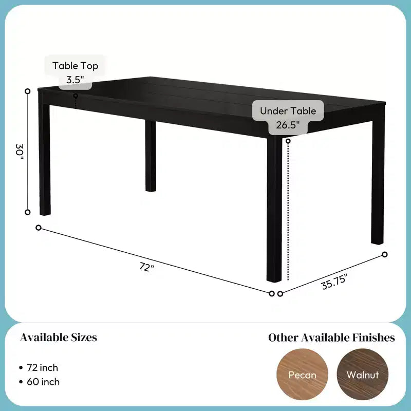 Table à manger rectangulaire en bois de 183 cm pour 6 personnes