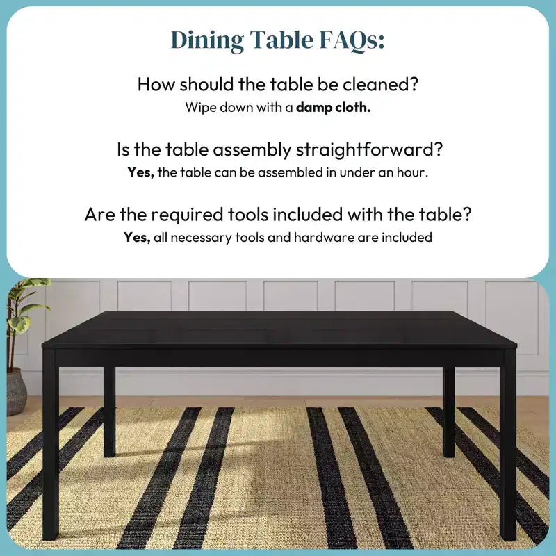 Table à manger rectangulaire en bois de 183 cm pour 6 personnes
