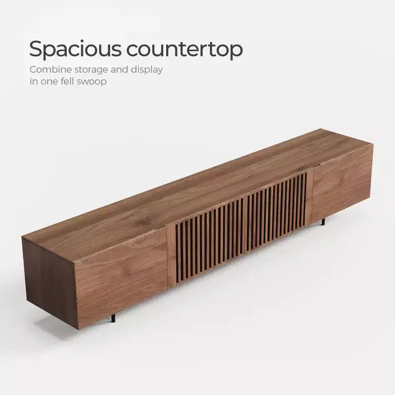 Meuble TV moderne du milieu du siècle de 240 cm – Noyer, Convient aux téléviseurs jusqu'à 254 cm