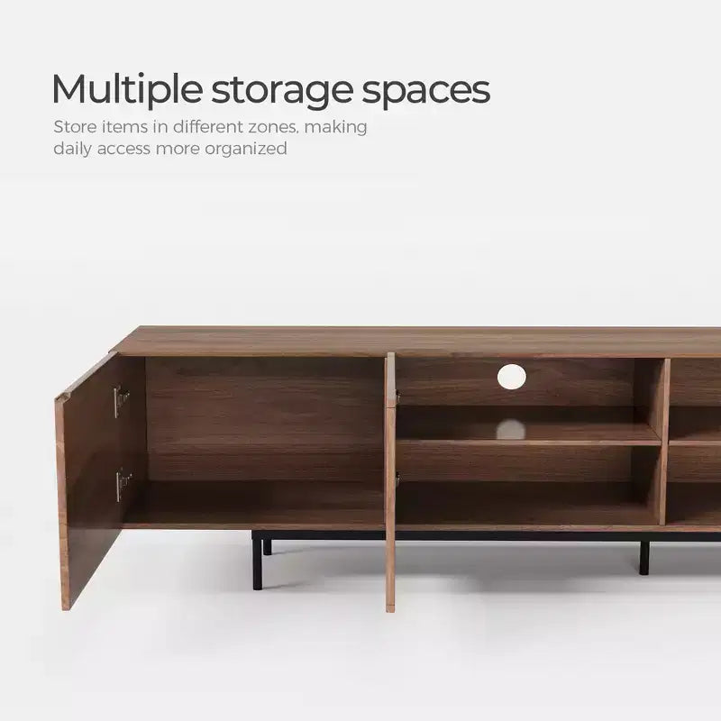 Meuble TV moderne du milieu du siècle de 240 cm – Noyer, Convient aux téléviseurs jusqu'à 254 cm