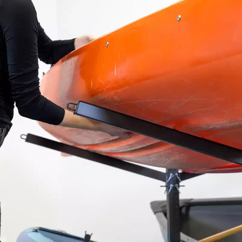 Porte-kayaks et planches à pagaie roulant double face à 6 niveaux avec roues – Noir