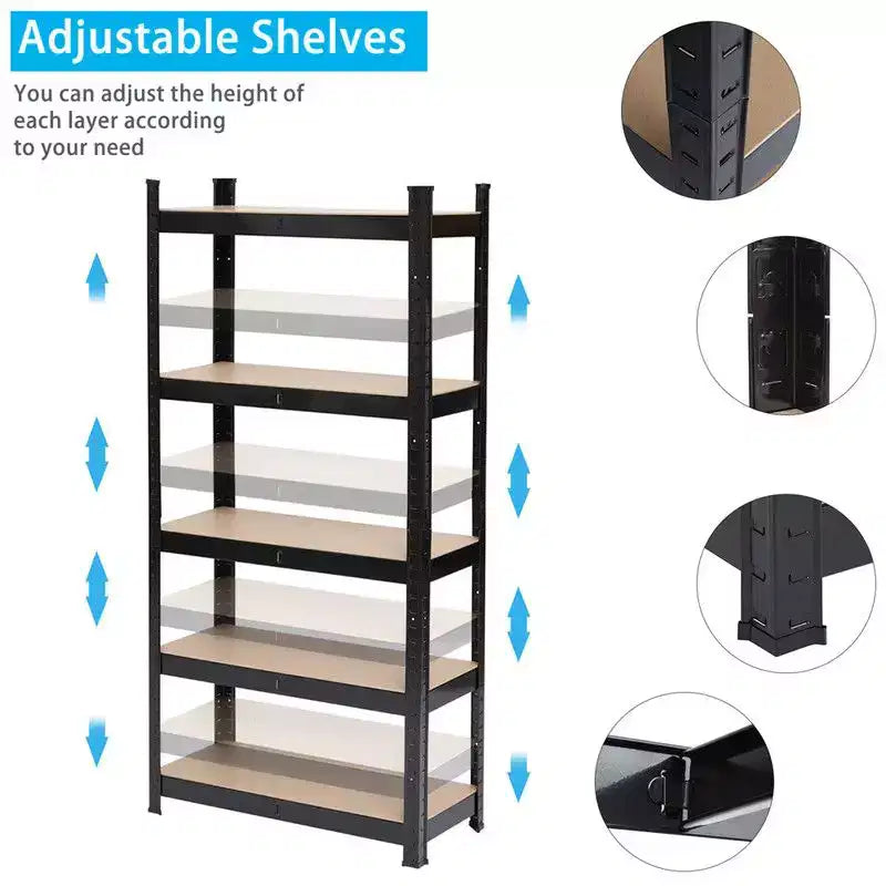 Étagère de rangement en acier à 5 niveaux – Revêtement en poudre, 180 cm de haut