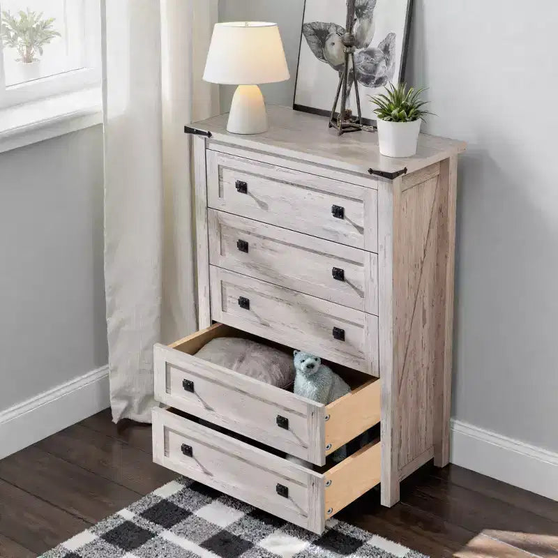 Grande commode de ferme à 6 tiroirs – Meuble de rangement rustique en bois