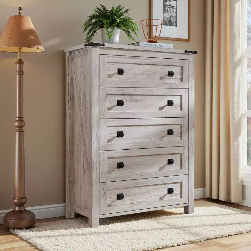 Grande commode de ferme à 6 tiroirs – Meuble de rangement rustique en bois
