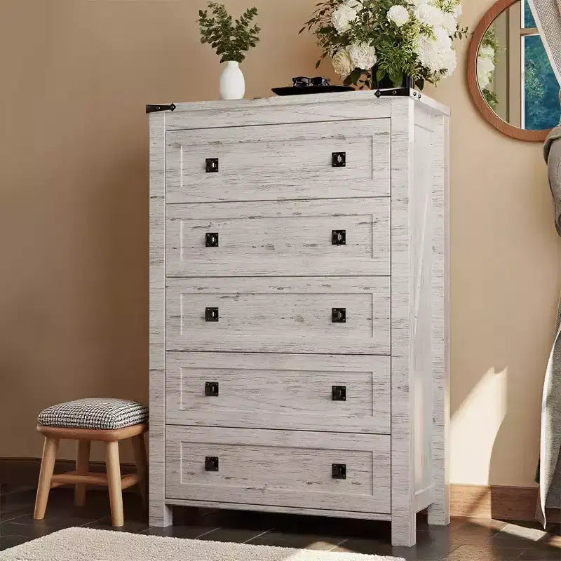 Grande commode de ferme à 6 tiroirs – Meuble de rangement rustique en bois