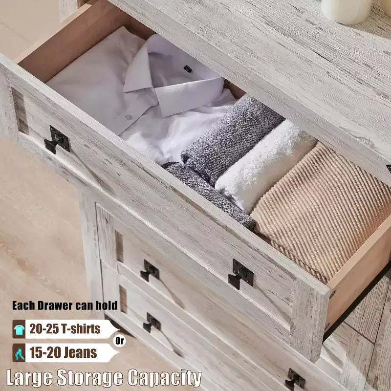 Grande commode de ferme à 6 tiroirs – Meuble de rangement rustique en bois