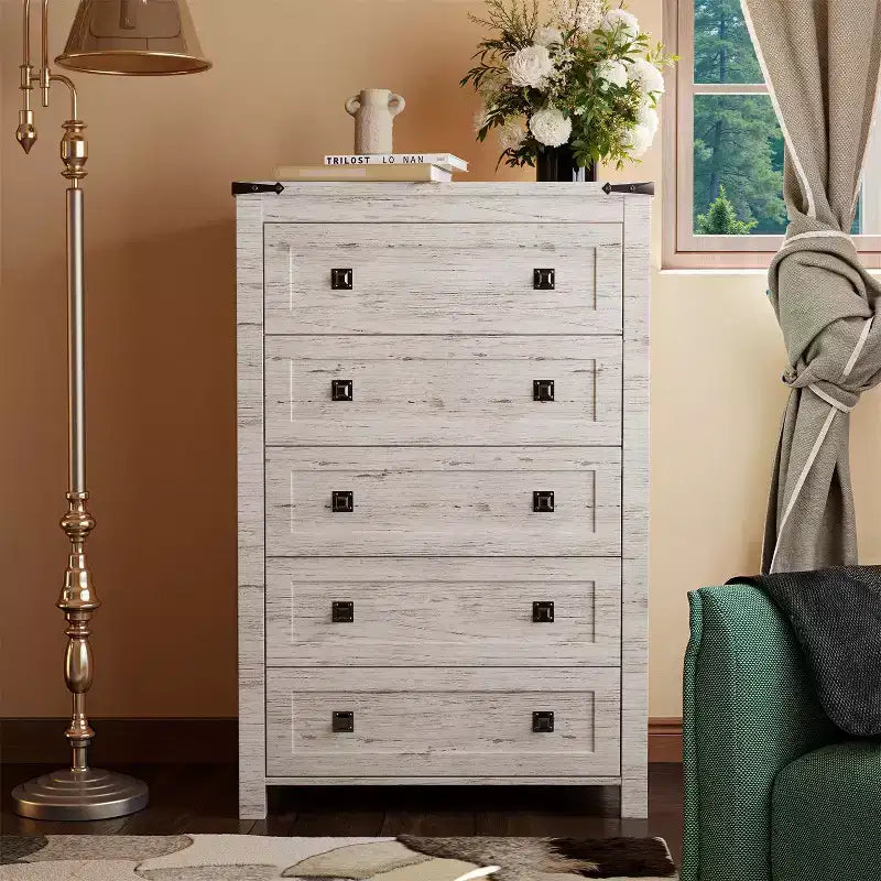 Grande commode de ferme à 6 tiroirs – Meuble de rangement rustique en bois