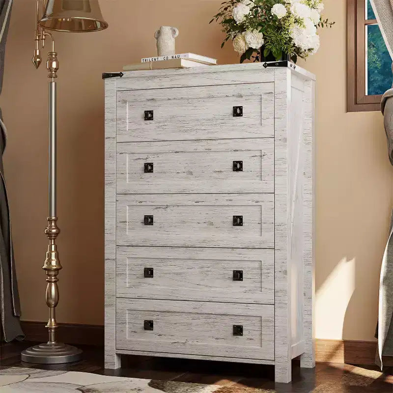 Grande commode de ferme à 6 tiroirs – Meuble de rangement rustique en bois