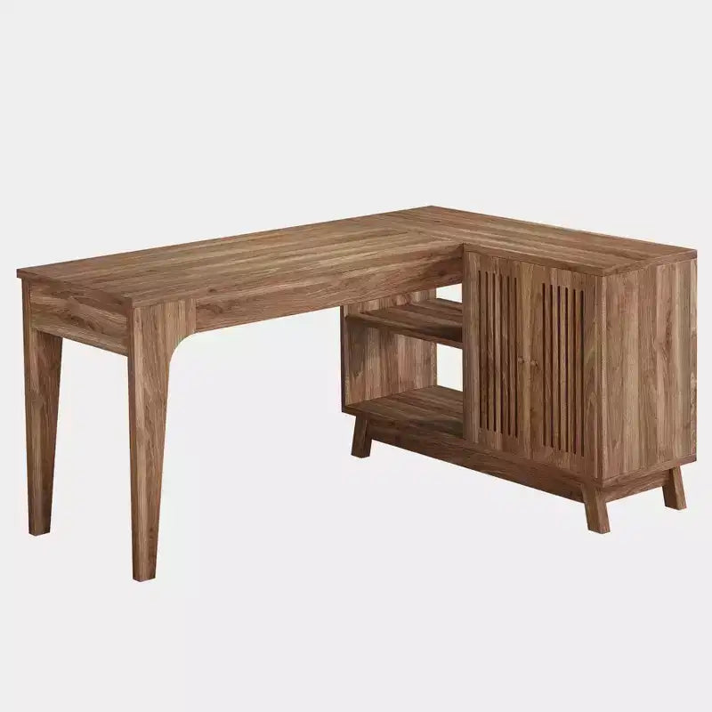 Bureau d'ordinateur en forme de L de 145 cm avec armoire de rangement pour bureau à domicile