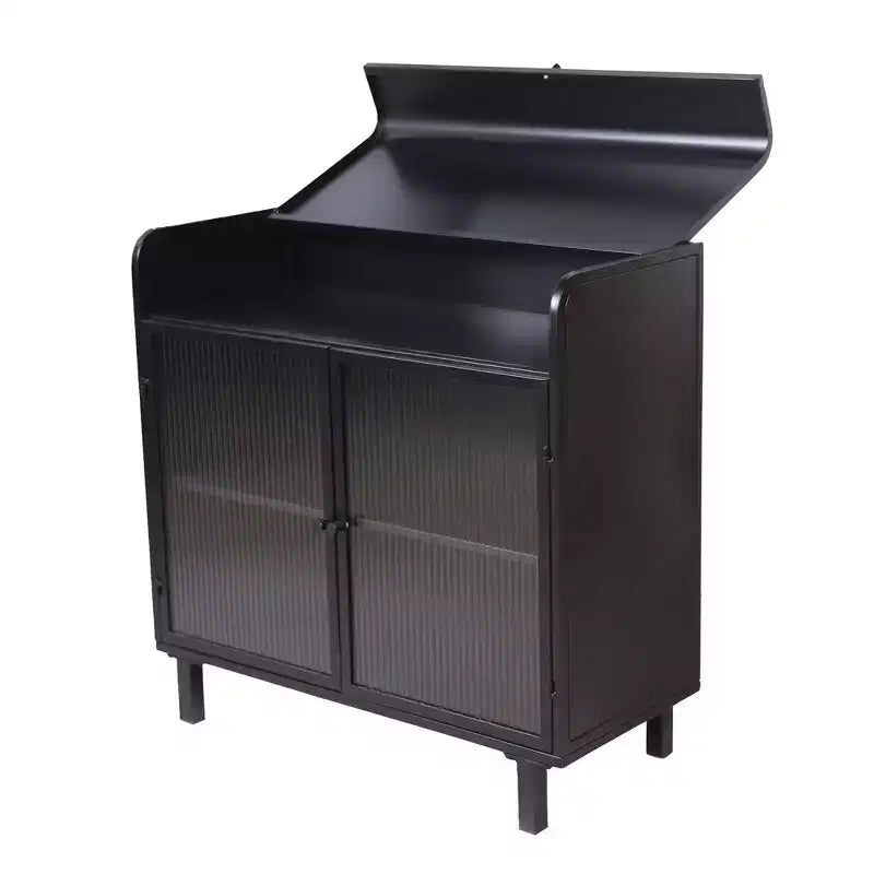 Buffet de cuisine moderne avec portes en verre trempé et plateau relevable