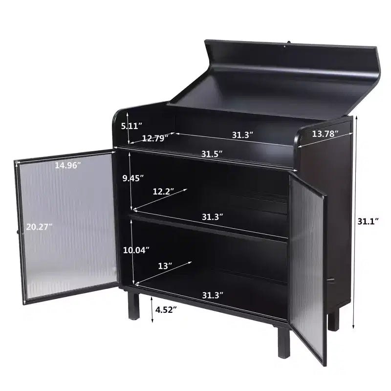 Buffet de cuisine moderne avec portes en verre trempé et plateau relevable