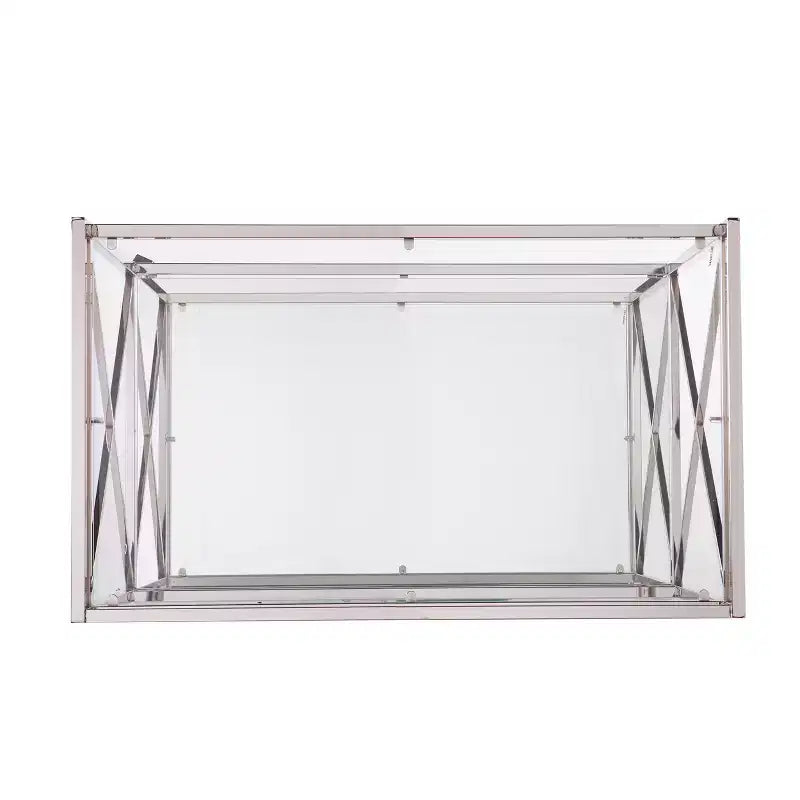 Dessert de bar à deux étages avec étagères en miroir et roulettes verrouillables – Argent et anthracite