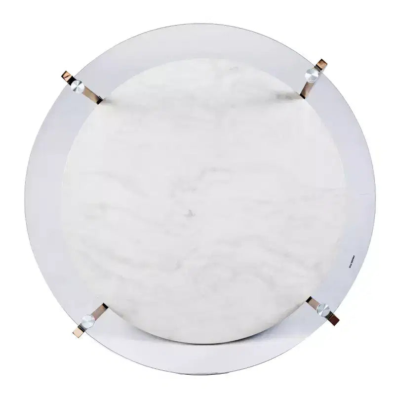 Table basse cocktail ronde glamour – Cadre doré et plateau en verre trempé