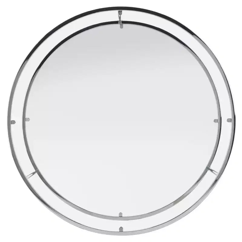 Table basse ronde à deux niveaux avec plateau en verre et étagère miroir – Charbon de bois
