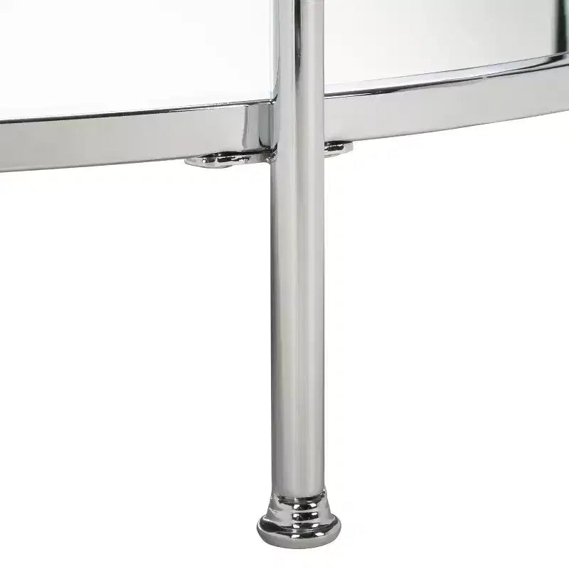 Table basse ronde à deux niveaux avec plateau en verre et étagère miroir – Charbon de bois