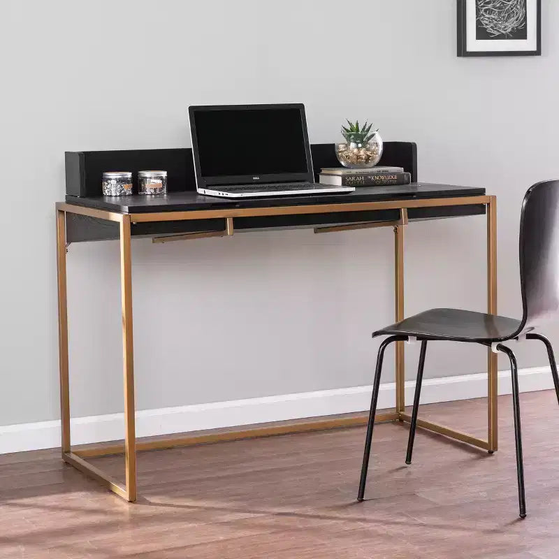 Bureau à rabat avec rangement dissimulé – Noir, 115,6 cm de large