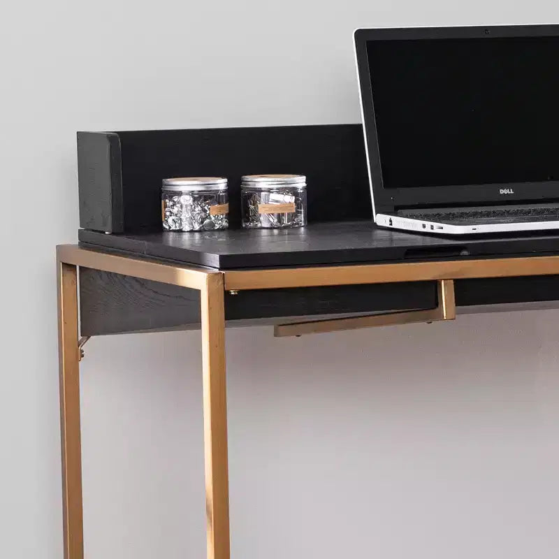 Bureau à rabat avec rangement dissimulé – Noir, 115,6 cm de large