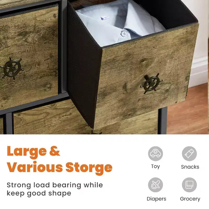 Commode haute en bois avec 5 tiroirs – Table de chevet pour chambre ou salon, Gris